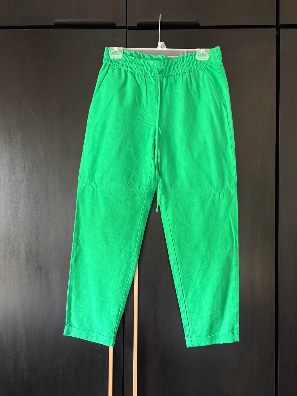 J Crew Green Linen Drawstring Waist Sz 4